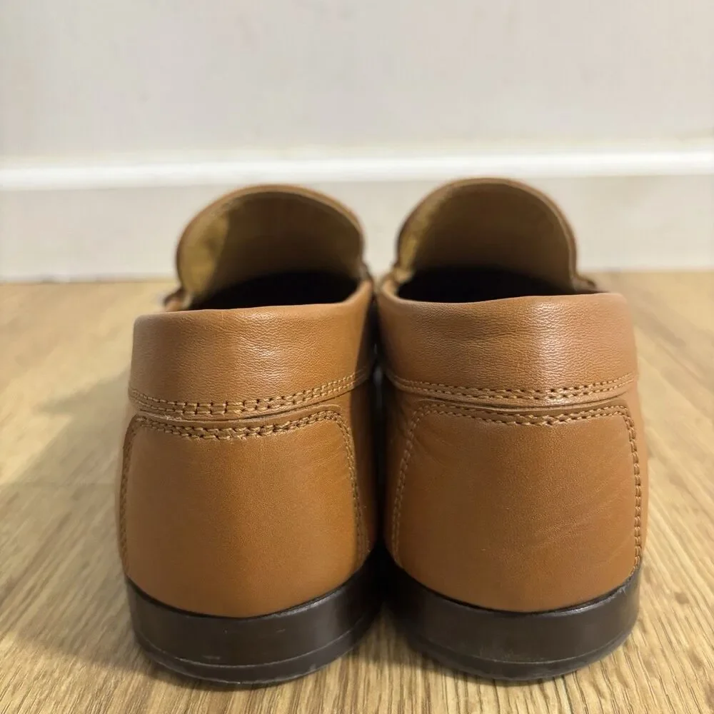 Donald J Pliner Dacio Loafer Men’s Sz 9.5 Brown Leather Moc Toe Bit Shoes